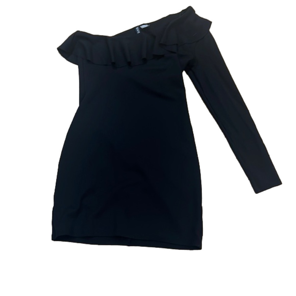 Divided Black One Sleeve Mini Dress Size 6